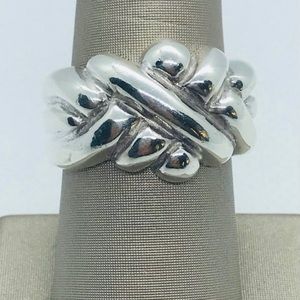 Silver, Vintage Free Form Wide & Heavy Ring, Size 9